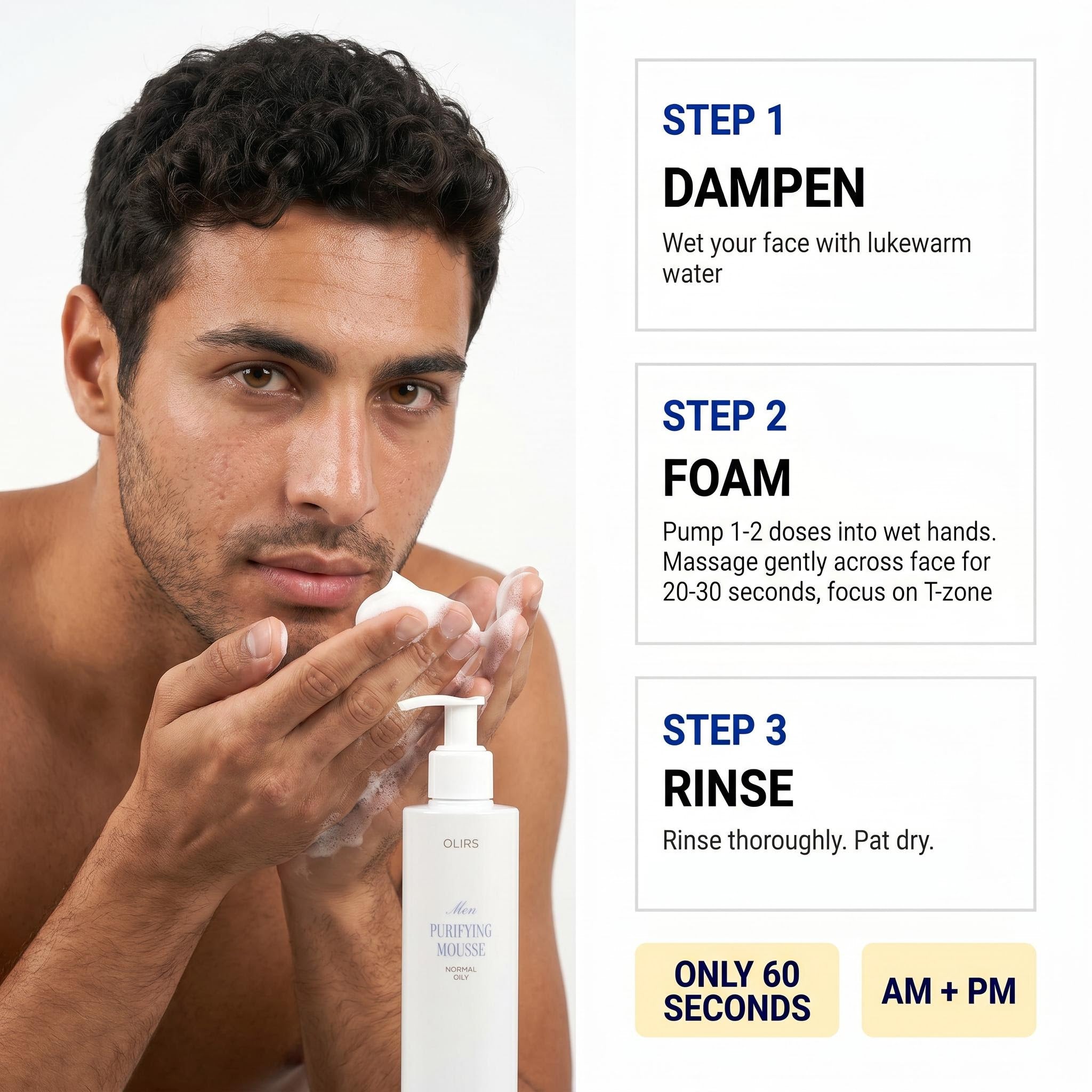 Daily Purifying Face Mousse - How It Works | OLIRS Men's Skincare
